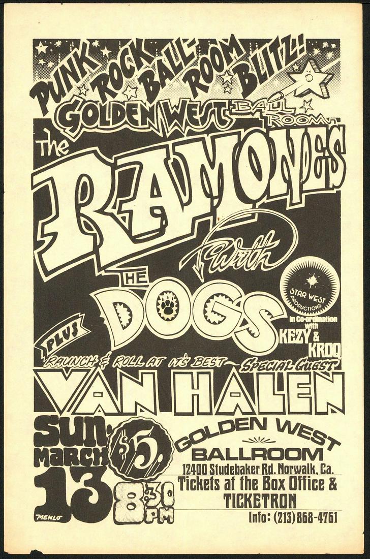 Interesting 1977 Ramones, Doors, and Van Halen Handbill (1 of 1)