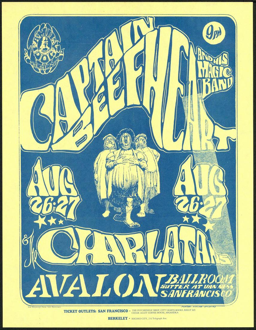 Captain Beefheart and his Magic Band FD-23 Handbill!: No Reserve! Title: Captain Beefheart and his Magic Band FD-23 Handbill! Artist: Stanley Mouse / Alton Kelley Printing Date: 1966 Medium: Lithograph Size/Format: 8 1/2" x 11" Publisher: Family Dog Seri