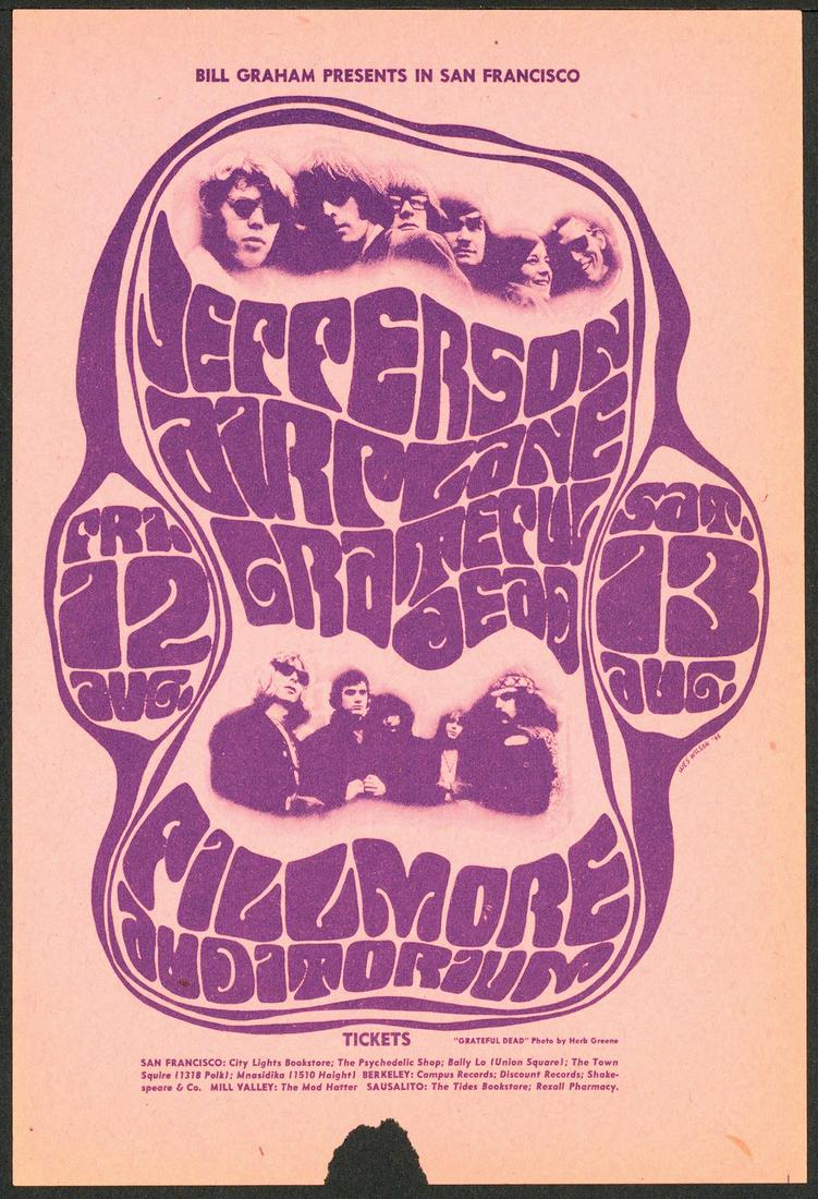 Original BG-23 Jefferson Airplane and Grateful Dead: No Reserve! Title: Original BG-23 Jefferson Airplane and Grateful Dead Handbill Artist: Herb Greene / Wes Wilson Printing Date: 1966 Medium: Lithograph Size/Format: 5 3/4″ x 8 1/2″ Publish
