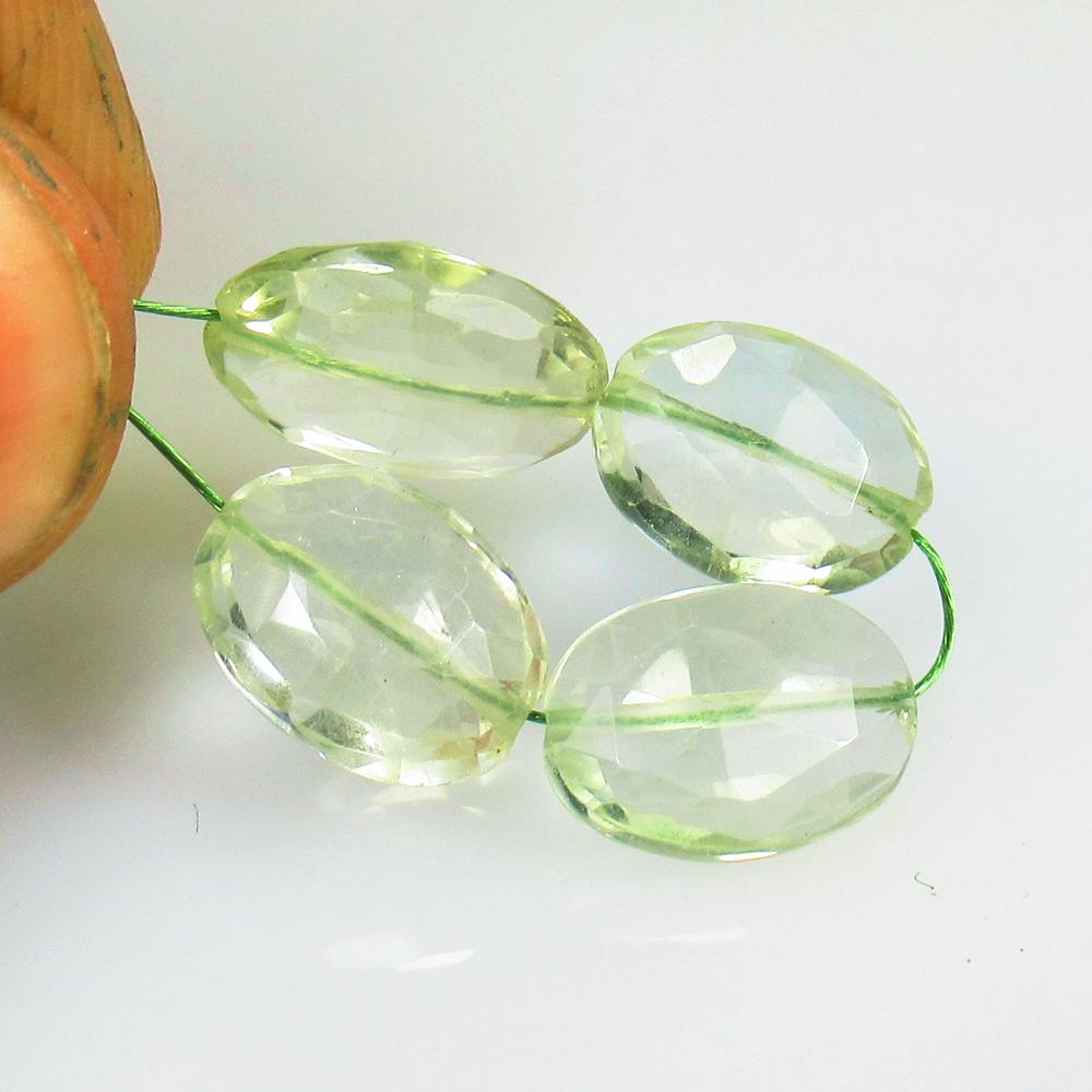 12.11 Ctw Natural 4 Green Amethyst Drilled Dumble Beads (1 of 2)