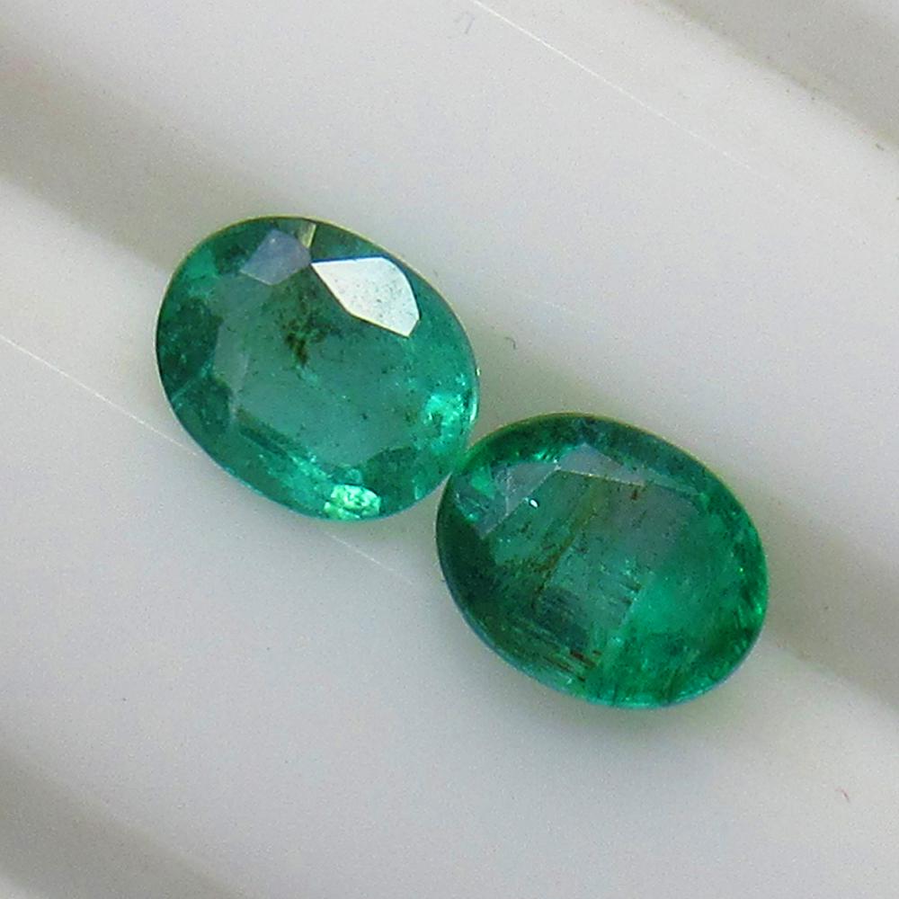 1.15 Ctw Natural Zambian Emerald Oval Pair (1 of 2)