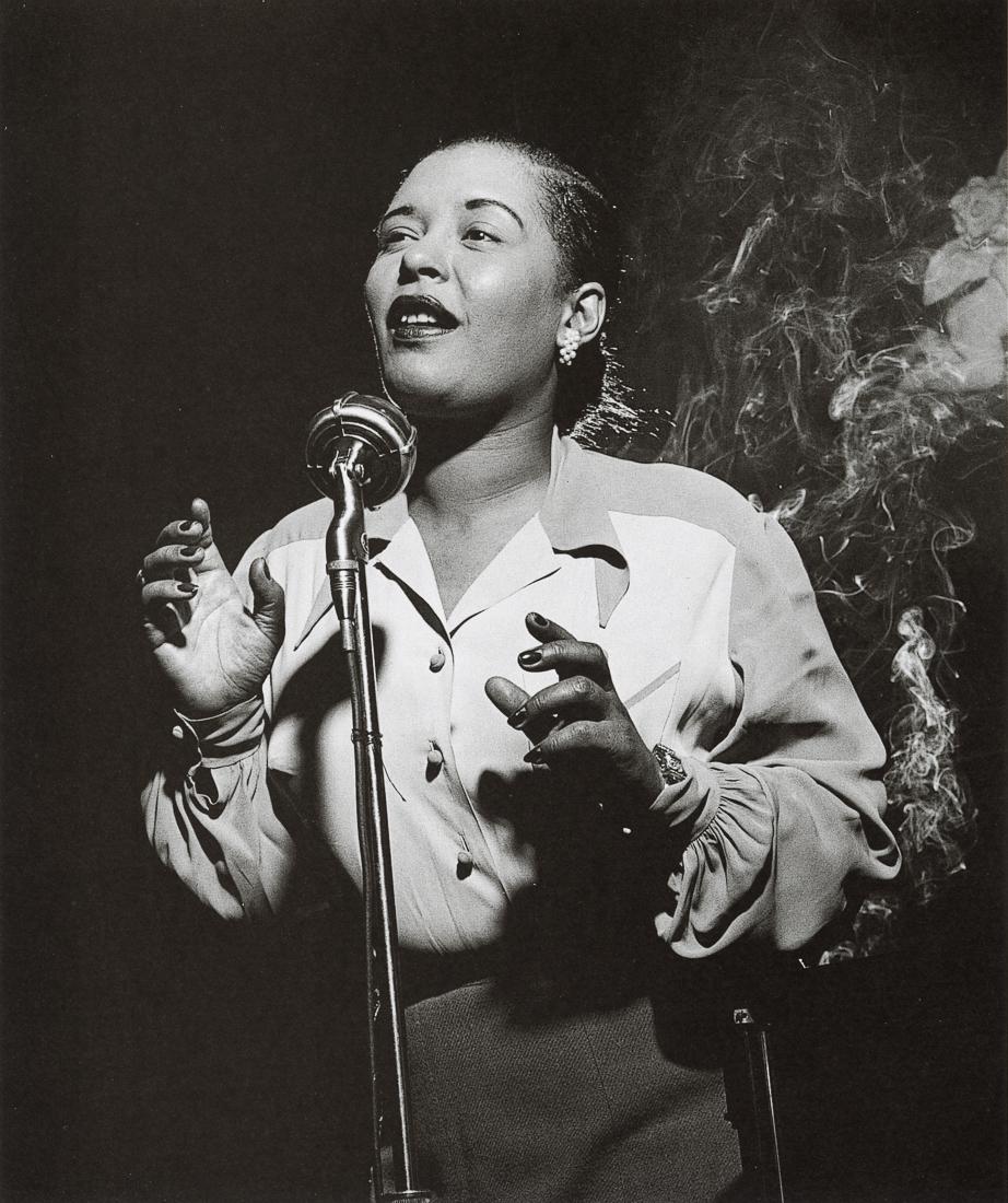 HERMAN LEONARD - Billy Holiday, NYC, 1949: Artist: Herman Leonard Title: Billy Holiday, NYC, 1949 Medium: Photo Litho, 2002, Hong Kong Dimensions: 6.05x7.2" Description: Heat Wax Mounted on 8.5x11" Conservation Board Artist Bio: Herman Leonard