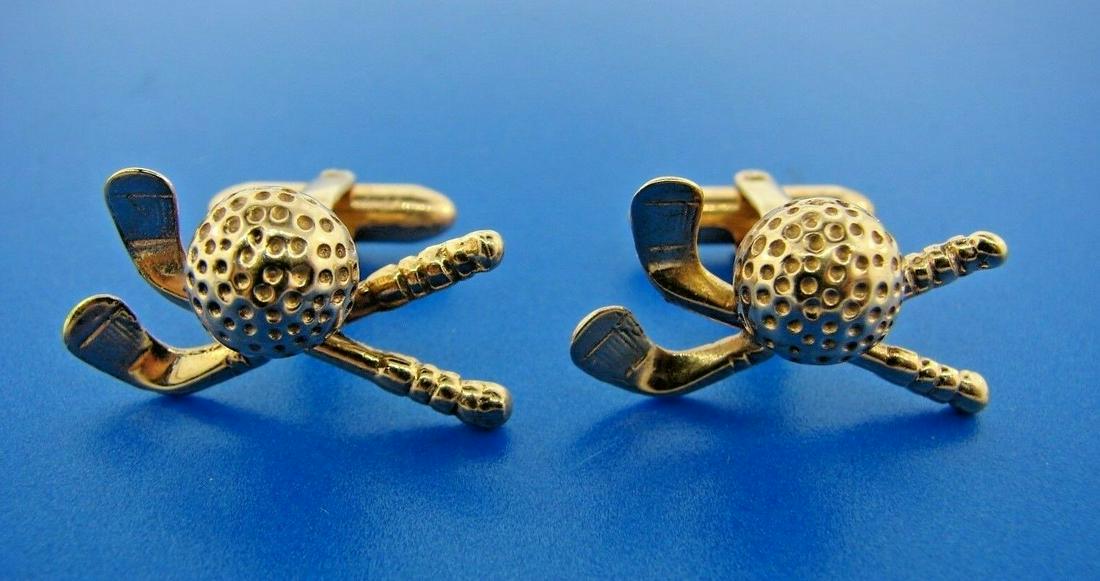 SPORTY 14k Yellow Gold Golf Motif Cufflinks (1 of 8)