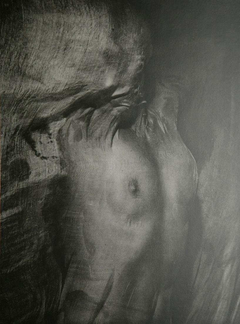 Erwin Blumenfeld - Nude Behind Veil: Artist: Erwin Blumenfeld Title: Nude Behind Veil Date Printed: Printed in 1979 Heavy weight, matte finish Medium: Vintage Photogravure/Heliogravure Print Origin: Italy Dimension: 29.6x21.9 cm - 10.6x8