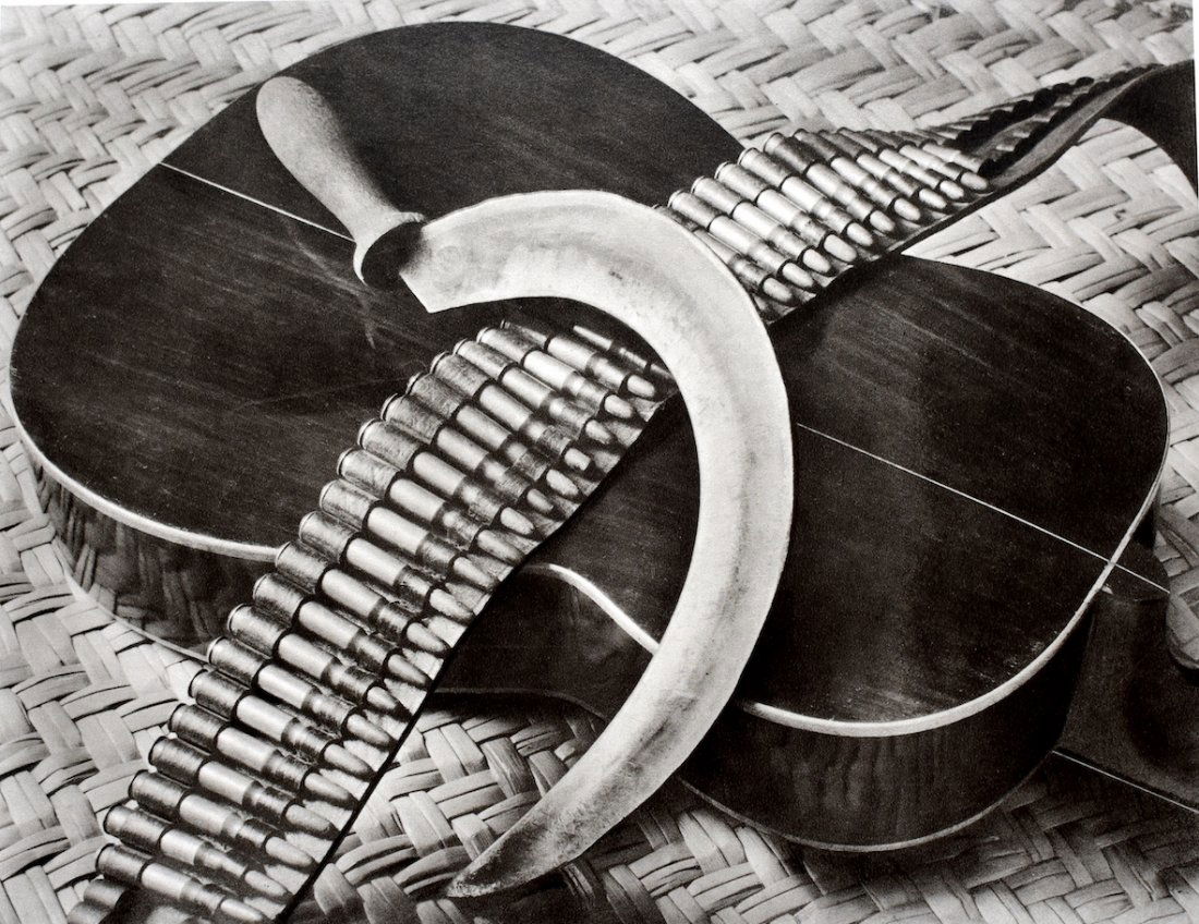 Tina Modotti - Composition with sickle, cartridge-belt: Artist: Tina Modotti Title: Composition with sickle, cartridge-belt and guitar, 1927 Date Printed: Printed in 1979 Heavy weight, matte finish Medium: Vintage Photogravure/Heliogravure Print Origin: It