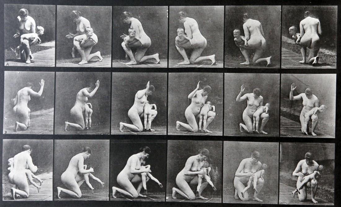 Eadweard Muybridge - Woman slapping a baby A.L.527: Artist: Eadweard Muybridge Title: Woman slapping a baby A.L.527 Date Printed: Printed in 1979 Heavy weight, matte finish Medium: Vintage Photogravure/Heliogravure Print Origin: Italy Dimension: 28.5 x