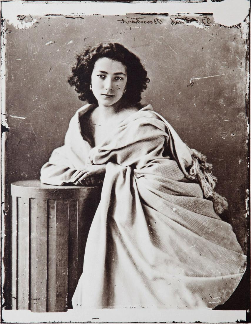 Nadar - Sarah Bernhardt 1865: Artist: Nadar Title: Sarah Bernhardt 1865 Date Printed: Printed in 1979 Heavy weight, matte finish Medium: Period Photogravure/Heliogravure with original dry mount tissue guard Print Origin: Italy Dim