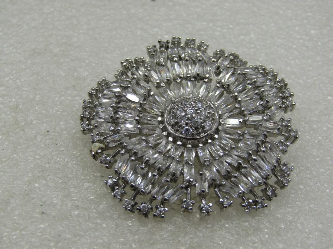Vintage Rhinestone Statement Brooch, 1.75", Victorian (1 of 6)