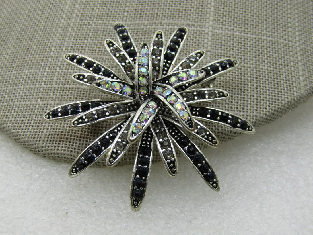 Vintage Black & Silver Blossom/Firework Rhinestone (1 of 5)