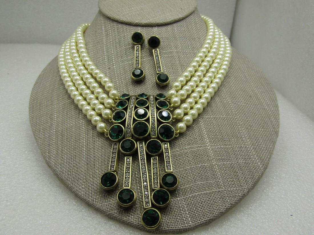 Vintage Heidi Daus Multi-Strand Faux Pearl Rhinestone (1 of 10)