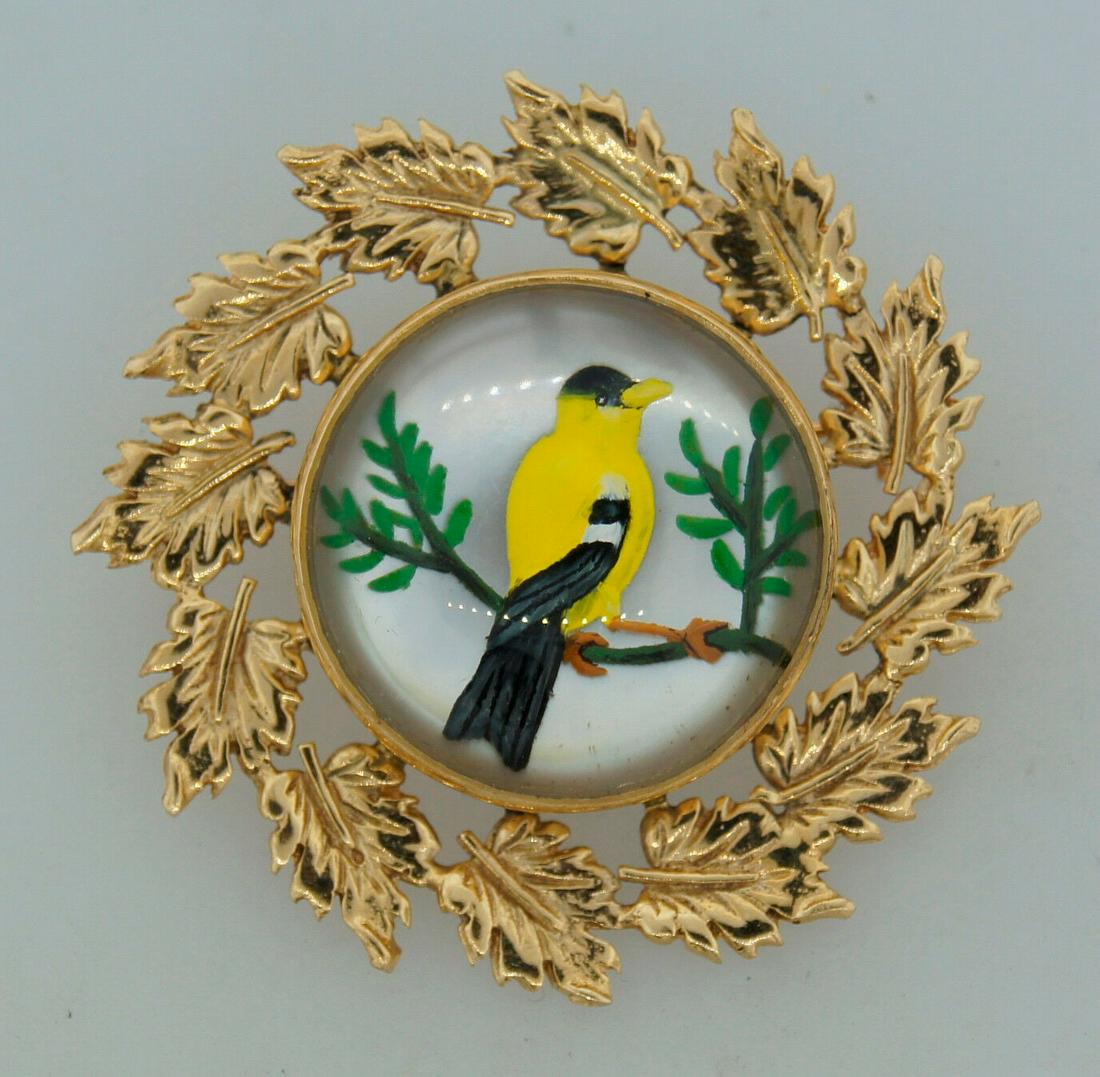 Victorian Reverse Painting PIN BROOCH Enamel (1 of 8)