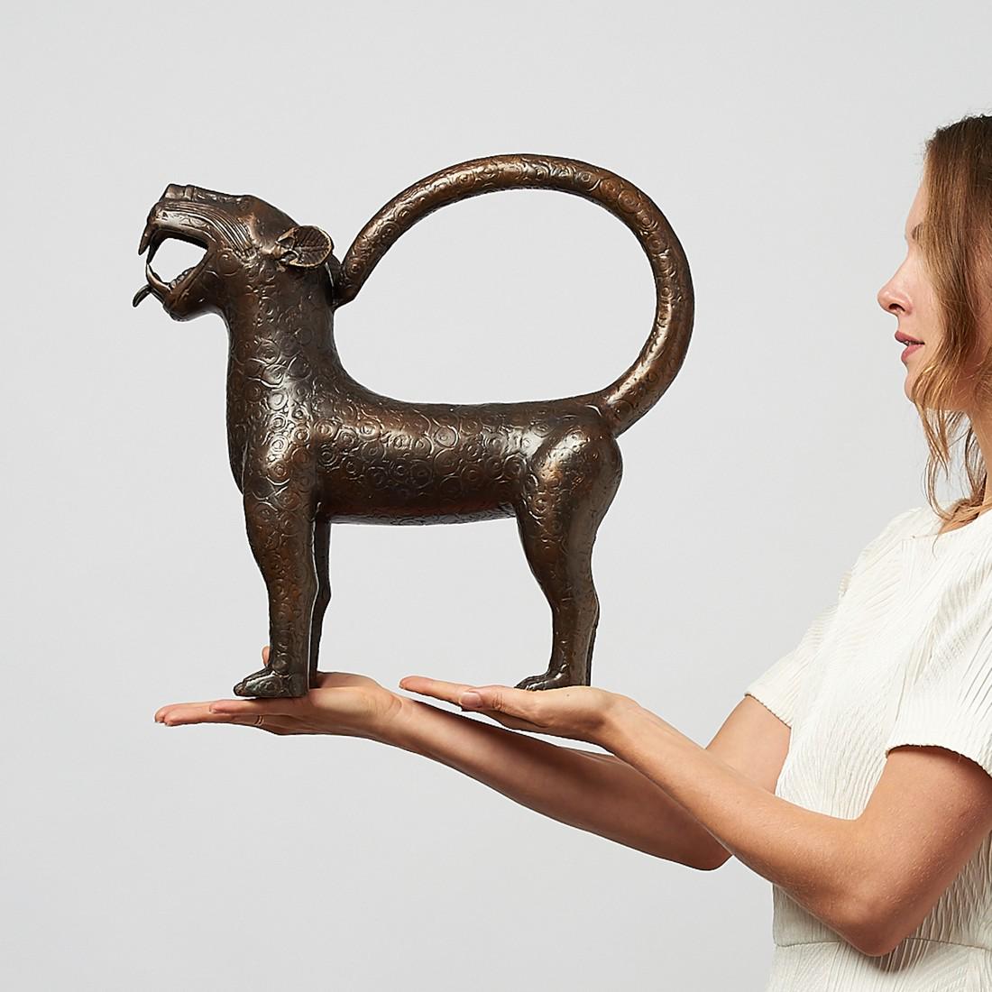 African bronze - Large Benin Leopard Sculpture - Edo - (1 of 10)