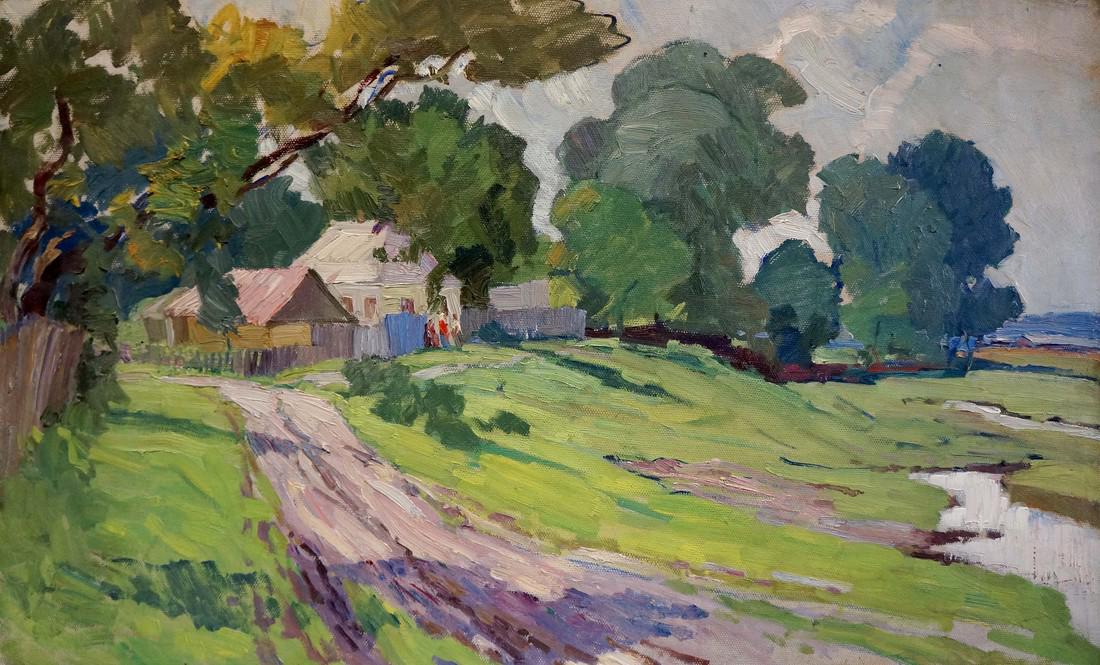 Oil painting Village landscape Gantman Moisey Faibovich (1 of 8)
