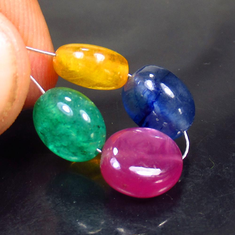 17.76 Ct Natural 4 Emerald, Ruby, Sapphire Beads (1 of 2)