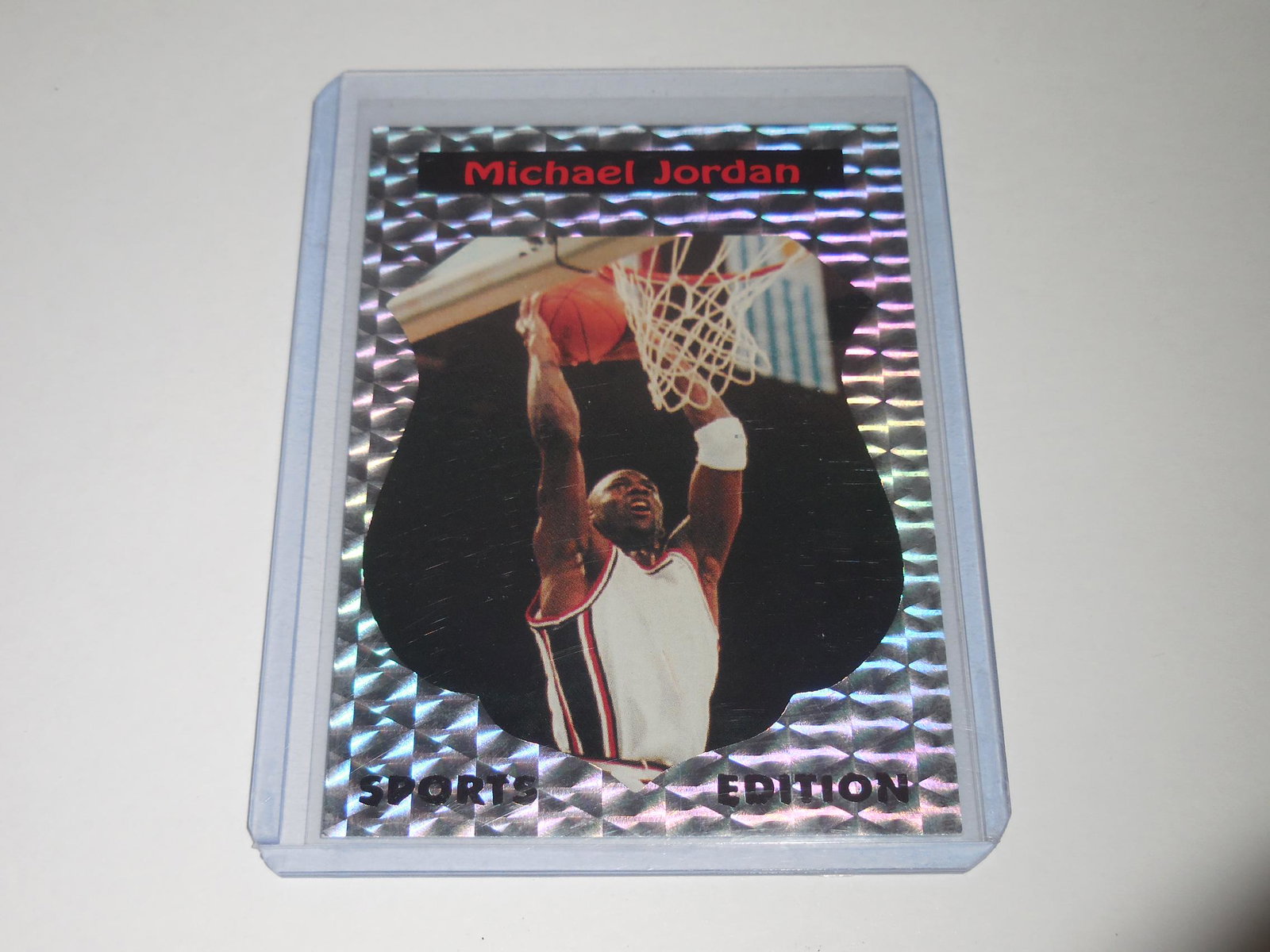 RARE 1993 SPORTS EDITION MICHAEL JORDAN PROMO CARD: Title: RARE 1993 SPORTS EDITION MICHAEL JORDAN PROMO CARD REFRACTOR Date/Period: MODERN Additional Information: THIS IS A VERY NICE CARD FOR ANY COLLECTOR! THIS ITEM COMES WITH A SLEEVE AND TOP LOADER