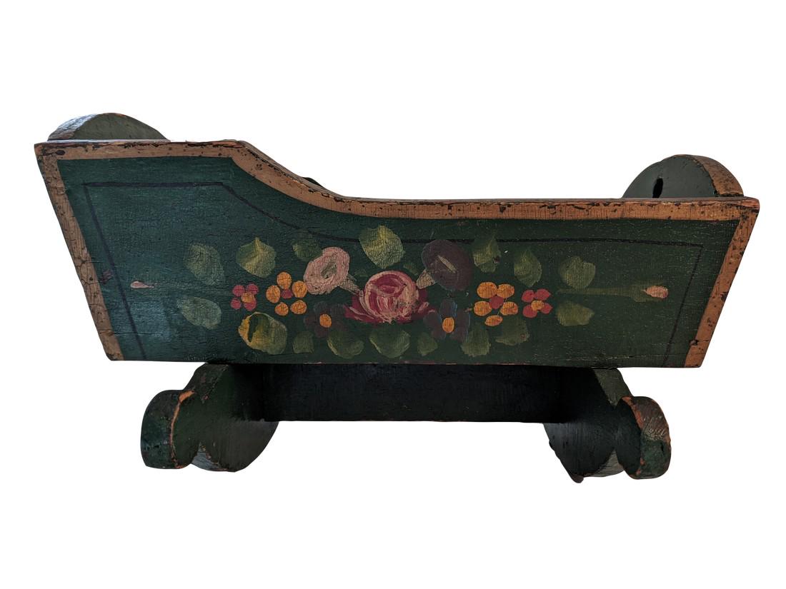 Pennsylvania Dutch Hand Painted Folk Art Doll Cradle (1 of 7)