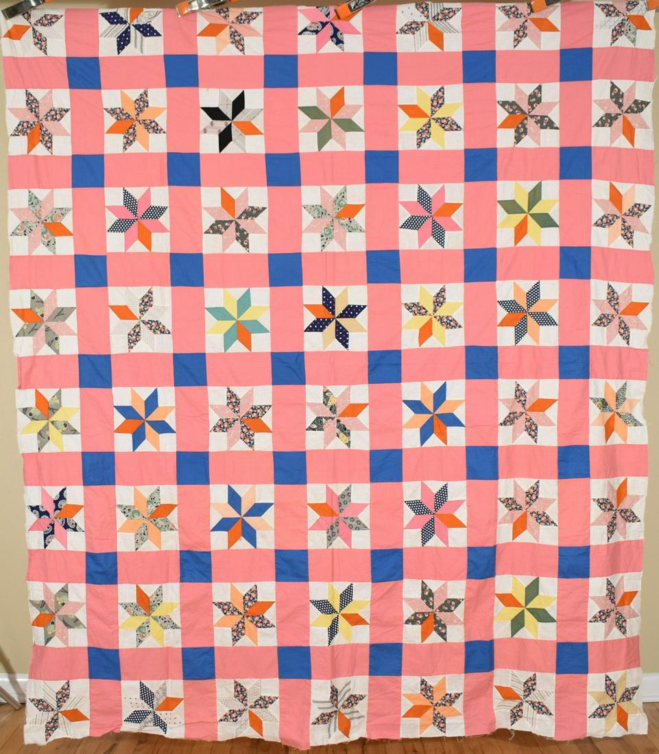 Colorful 30's Stars Quilt Top (1 of 8)