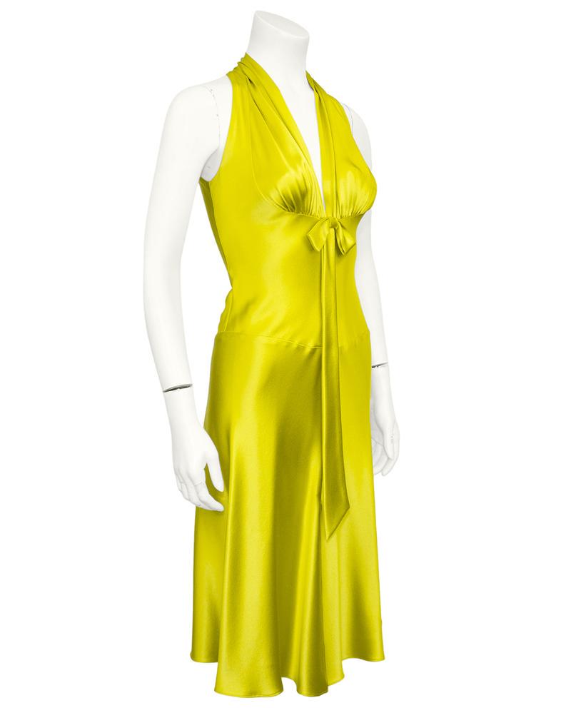 Anonymous Chartreuse Silk Cocktail Dress (1 of 5)