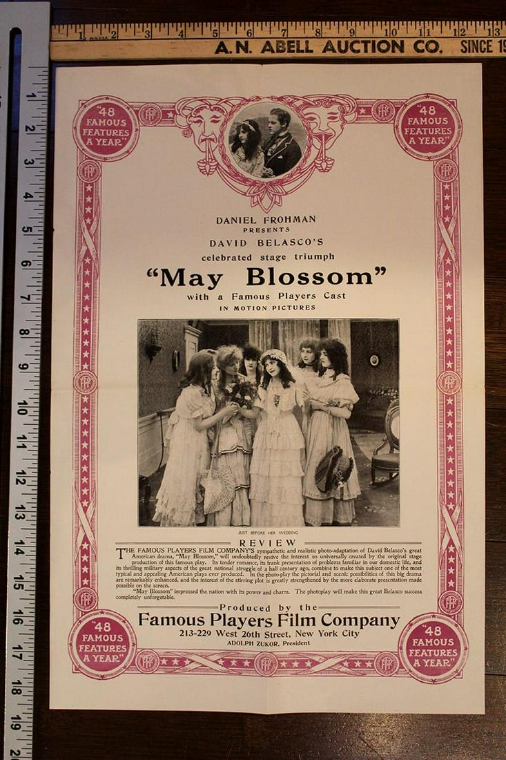 May Blossom - Donald Crisp (1939) 12.5" X 19" US Movie: May Blossom - Donald Crisp (1939) 12.5" X 19" US Movie Poster May Blossom is a 1915 American silent drama film directed by Allan Dwan and written by David Belasco based upon his 1884 play. The film st