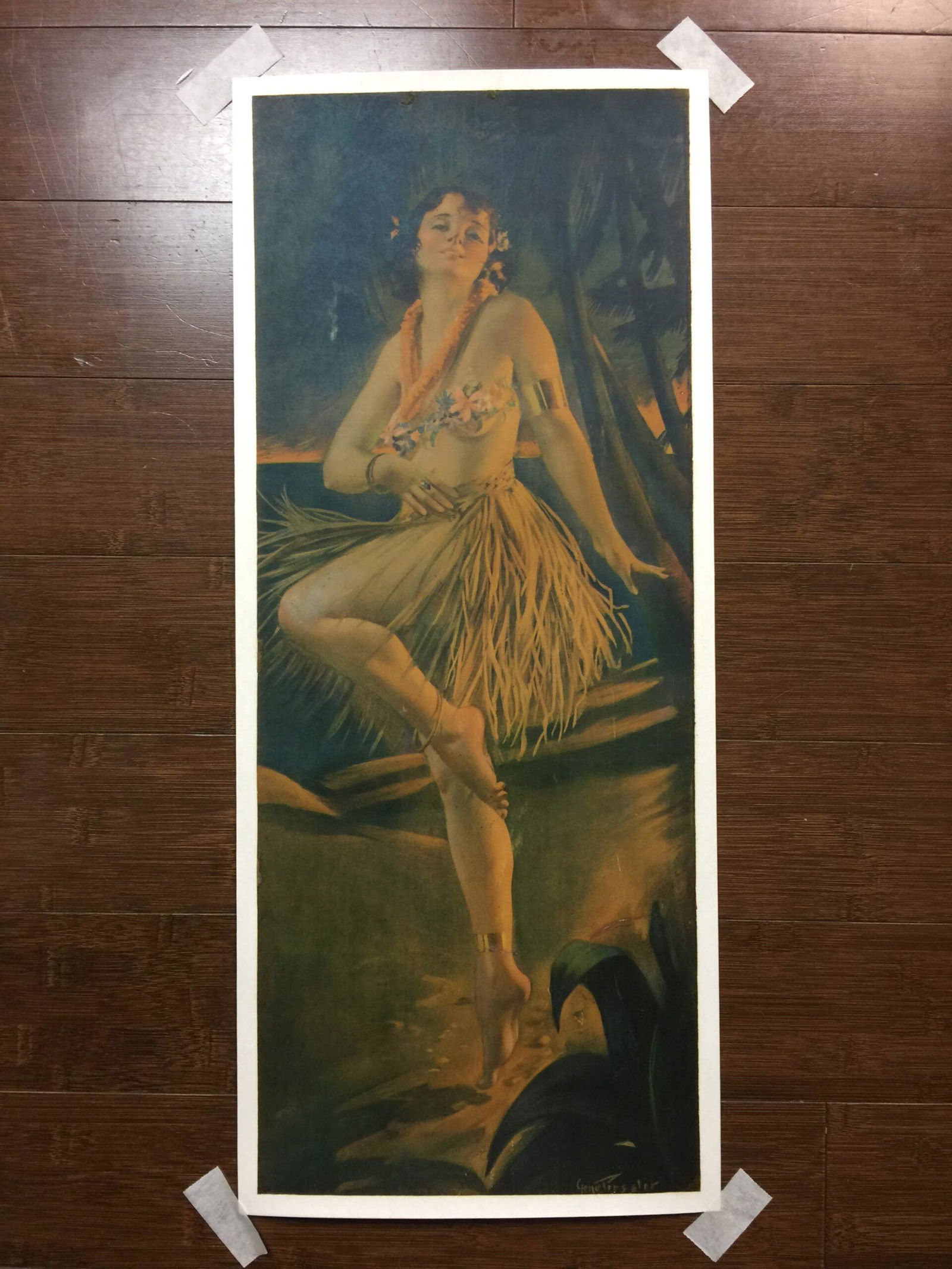 Alfred Everitt Orr - Hula Girl (1914) 9.25" x 23.25" (1 of 3)