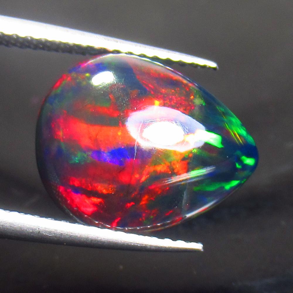 3.39 Ct Natural Ethiopian Black Fire Opal Pear Cab (1 of 2)