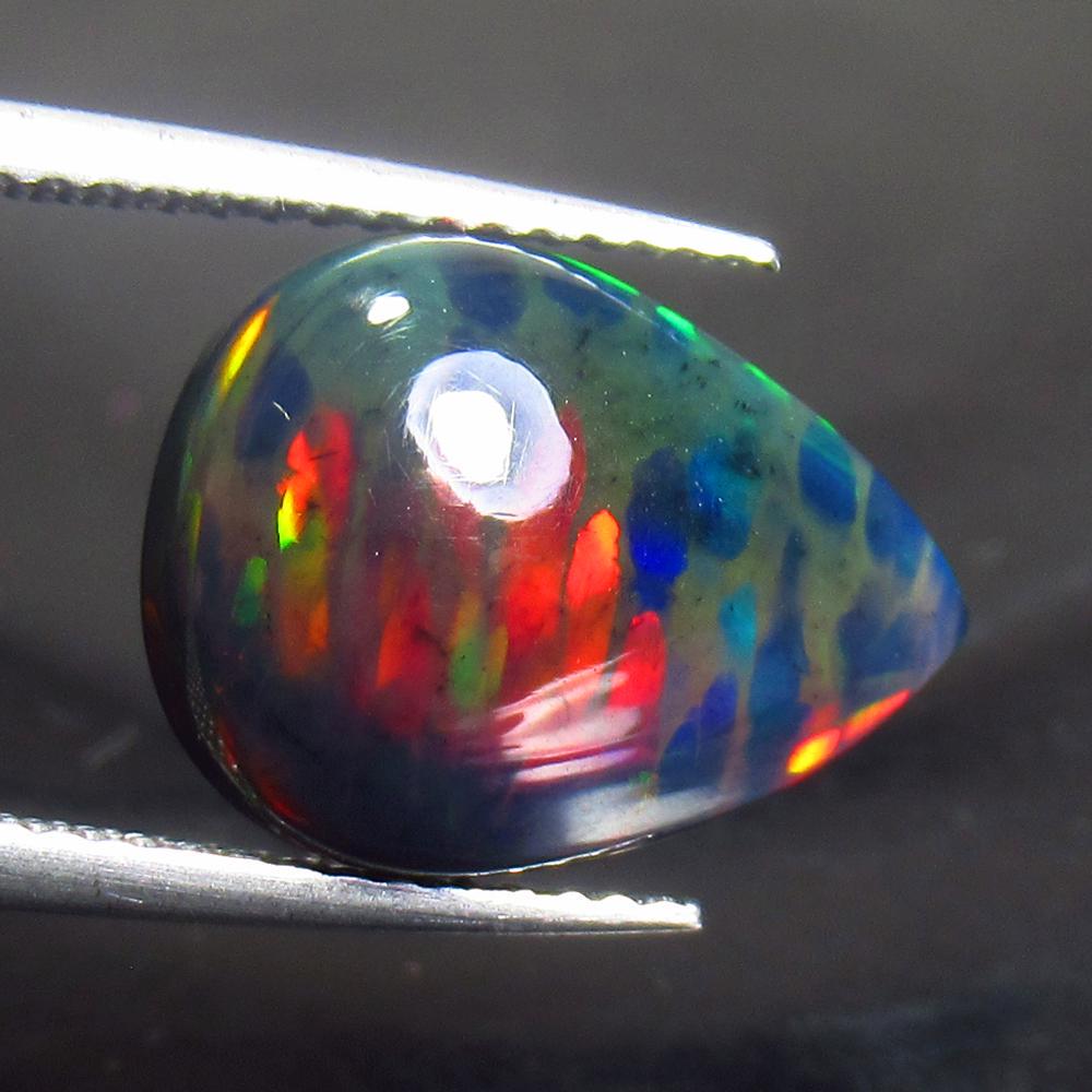 2.94 Ct Natural Ethiopian Black Fire Opal Pear Cab (1 of 2)