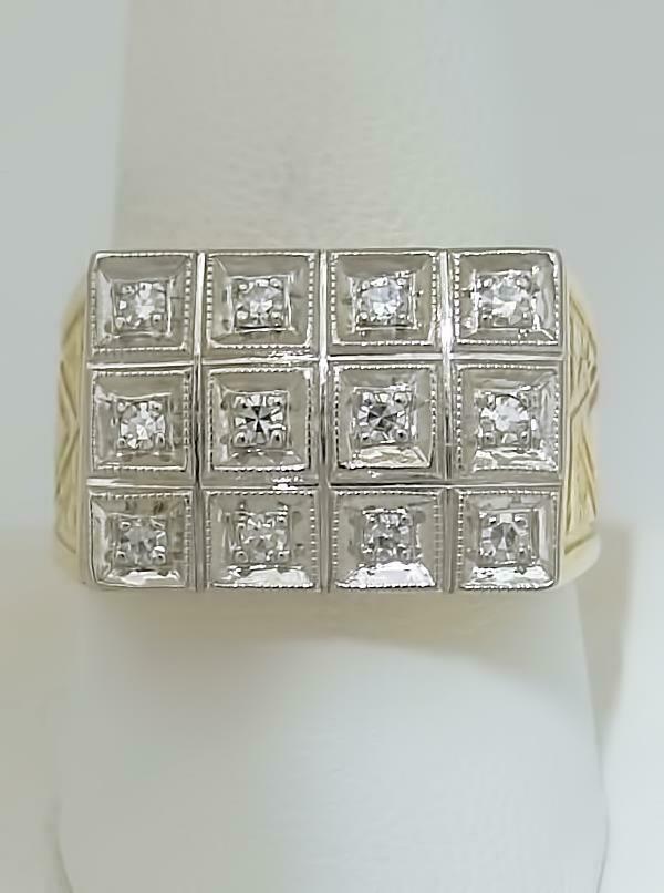 MENS 18k YELLOW WHITE TWO TONE GOLD 1/3ct ROUND DIAMOND (1 of 12)