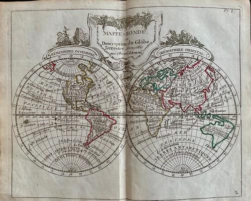 World in double globe projection. 1780, by J. de la (1 of 2)