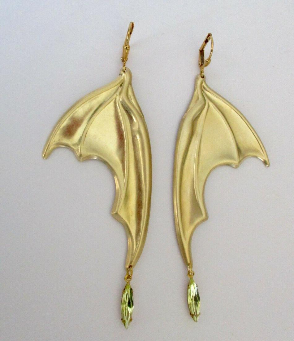Pair of Vintage Brass & Crystal Bat Wing/Dragon (1 of 8)