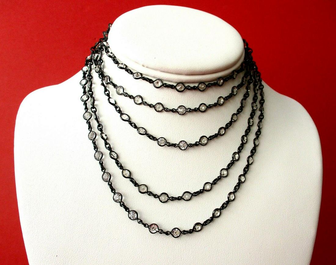 Antique 65-Inch Gunmetal Necklace With 138 Paste (1 of 12)