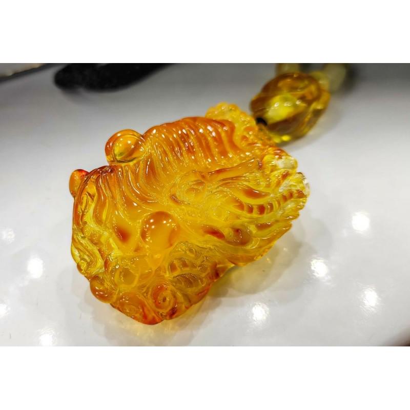 31g Baltic amber pendant hand-carved figurine Dragon on (1 of 13)