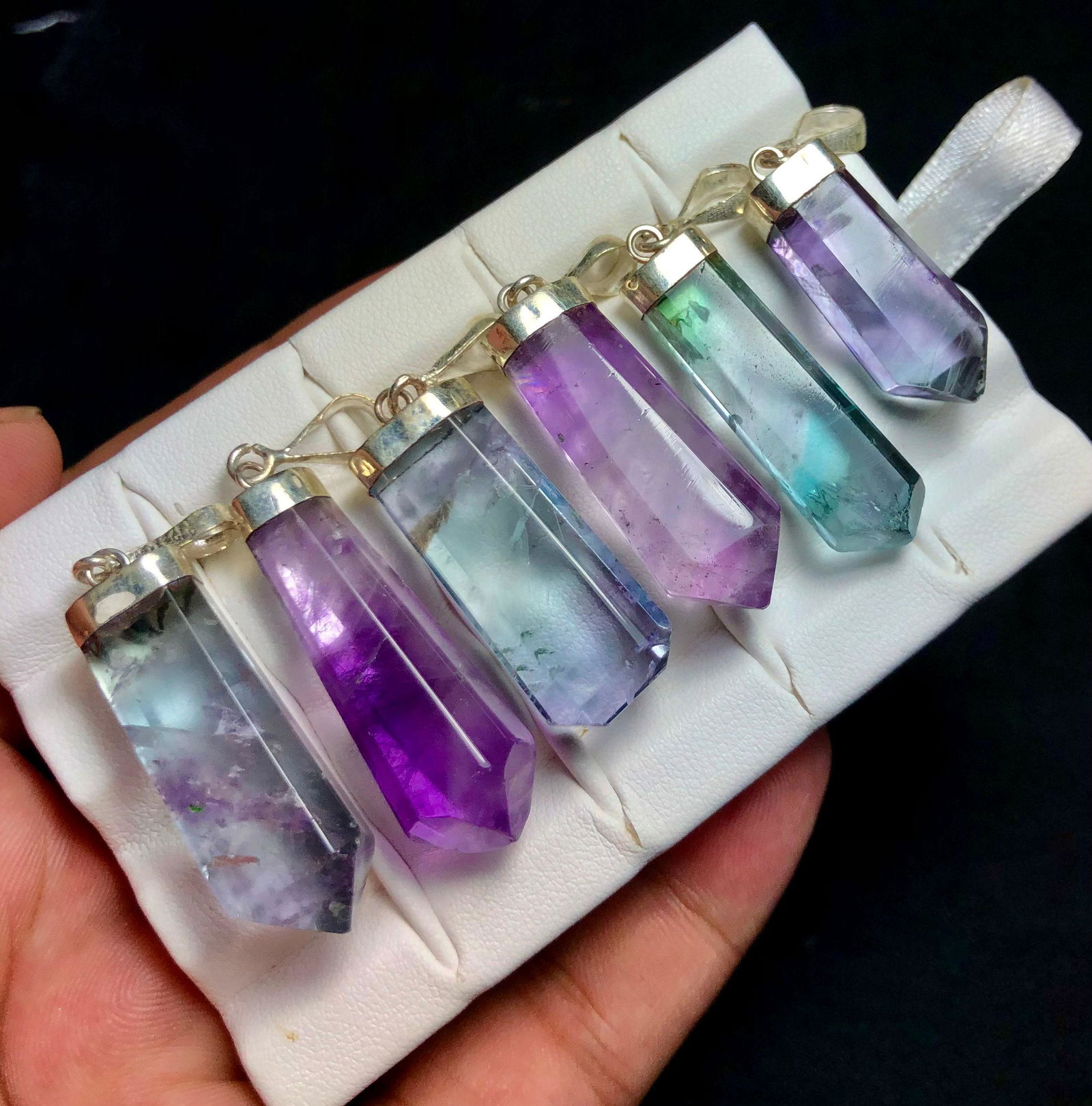 Polished Fluorite Pendants With Sterling Silver Caps - (1 of 5)