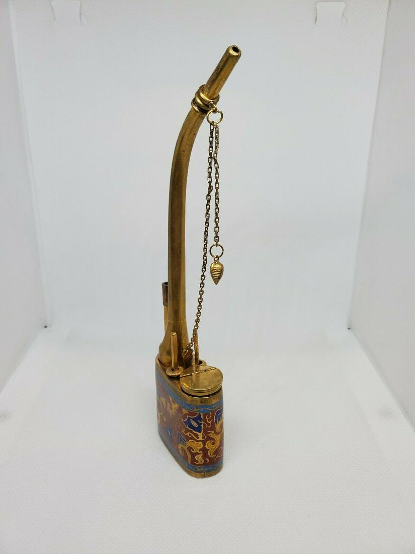 Vintage Chinese smoking water pipe tobacco cloisonne (1 of 1)