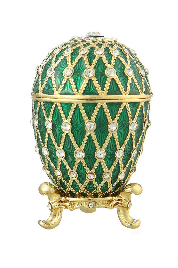 Faberge Easter Egg Grid Decorative Casket Trinket Green (1 of 2)