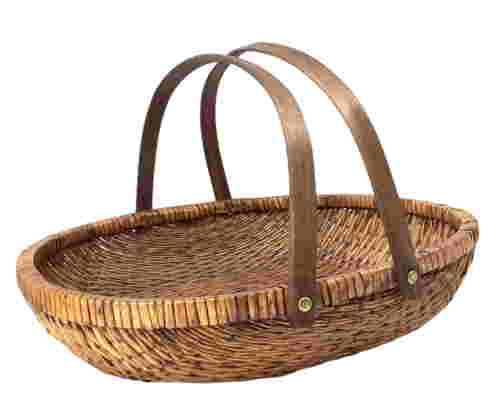 Vintage Catch-all basket with handles cane wood bag (1 of 7)