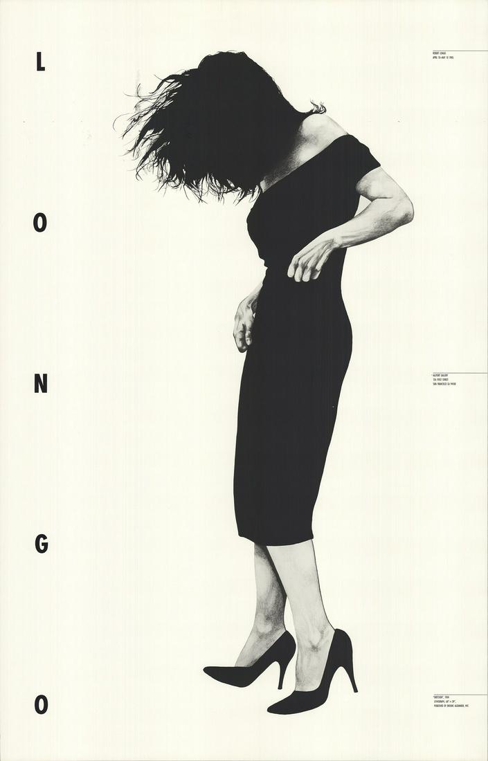 Robert Longo - Gretchen - 1985 Offset Lithograph 42" x: Gretchen by Robert Longo, 1985 Unsigned Offset Lithograph. Paper size is 42 x 27 inches, with an image size of 42 x 27 inches. The Offset Lithograph is from an unknown edition size. and is not framed.