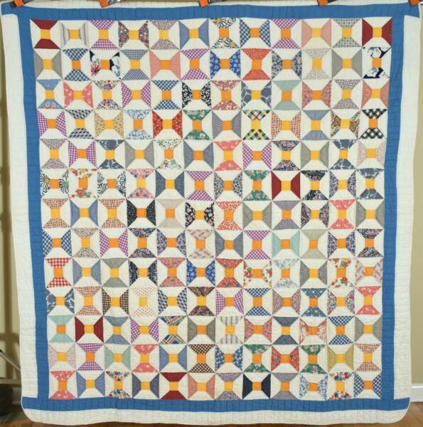 30's Bow Tie / Spool Quilt, Cheddar Accents (1 of 20)