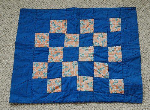 30's Blue 1-Patch Doll Quilt (1 of 4)