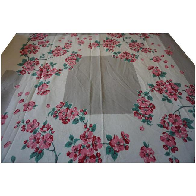 Vintage Cotton Cherry blossom Table cloth 1930s (1 of 11)