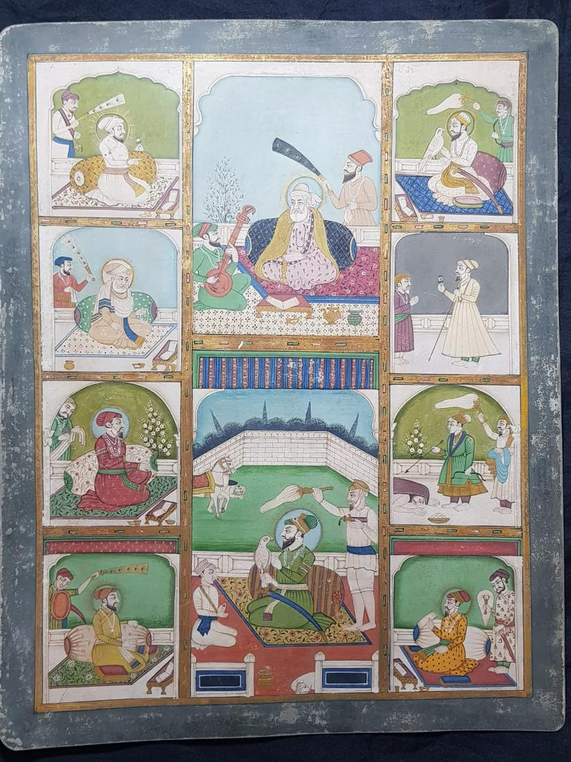 Antique Sikh school miniature painting 19th C (1 of 13)