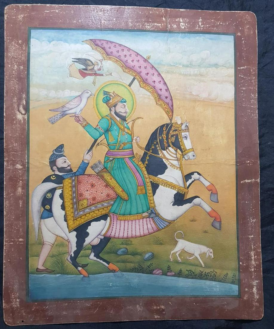 Antique Sikh school miniature painting 19th C (1 of 11)