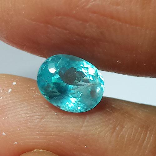 1.18 CTS NATURAL APATITE NEON BLUE OVAL GOOD LUSTER (1 of 1)