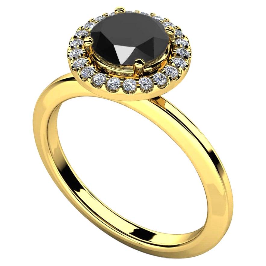 1.46 Carat Round Black Diamond Halo Cocktail Ring in (1 of 4)