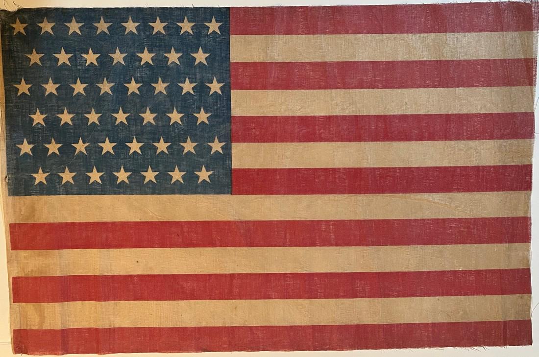 CA. 1896 US AMERICAN 45 STAR PARADE FLAG, PRINTED (1 of 2)