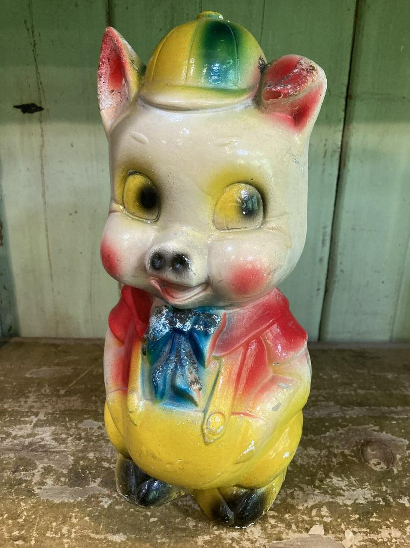 1930-40'S PORKY PIG CHALKWARE COIN BANK CARNIVAL PRIZE (1 of 6)