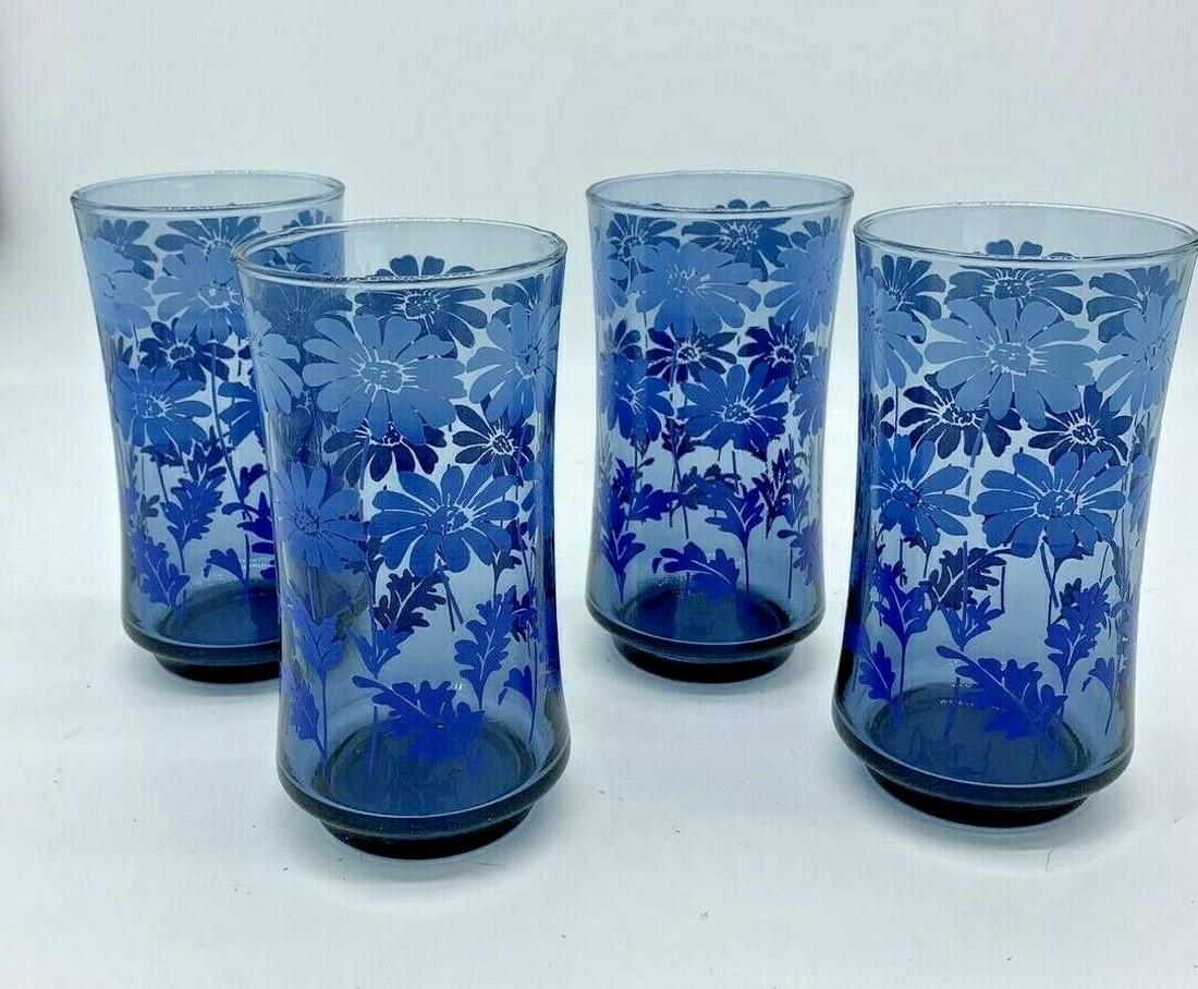 4 Vtg Libbey Apollo Ombre Daisy Tumblers Iced Tea: Title: 4 Vtg Libbey Apollo Ombre Daisy Tumblers Iced Tea Glasses Description: 4 Vtg Libbey Apollo Ombre Blue Daisy Tumblers Iced Tea Glasses 5.25"Mod Retro Date/Period: approx 1950's Materials: glass 