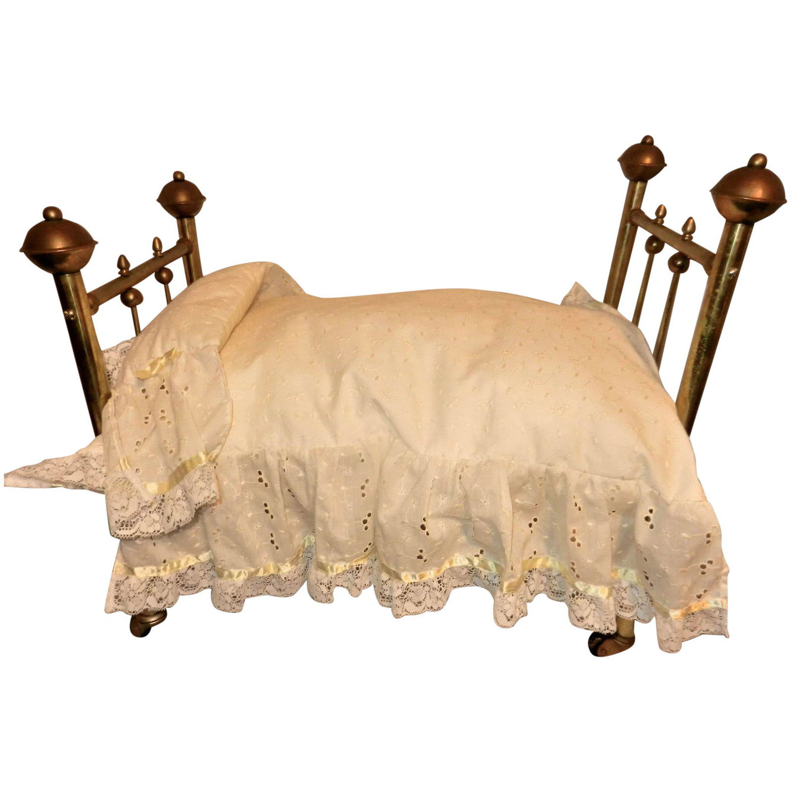 19th Century Antique Brass Bed Salesman Sample Doll Bed (1 of 9)