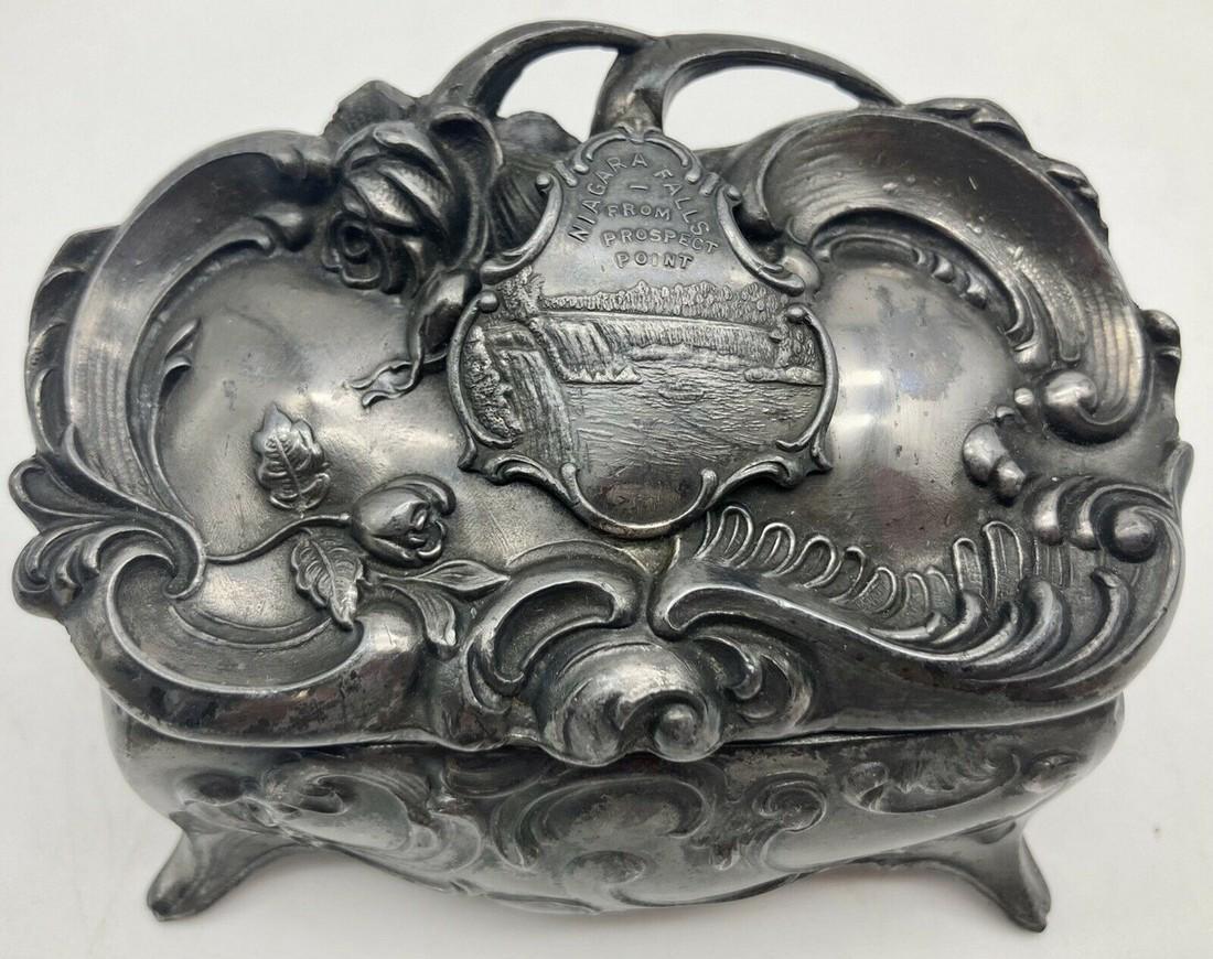 ANTIQUE VICTORIAN Niagara Falls JEWELRY CASKET Souvenir: Title: ANTIQUE VICTORIAN Niagara Falls JEWELRY CASKET Souvenir Trinket Ring Box Description: ANTIQUE VICTORIAN Niagara Falls JEWELRY CASKET Souvenir Trinket Ring Box MARKED JB ON BOTTOM Date/Period: A