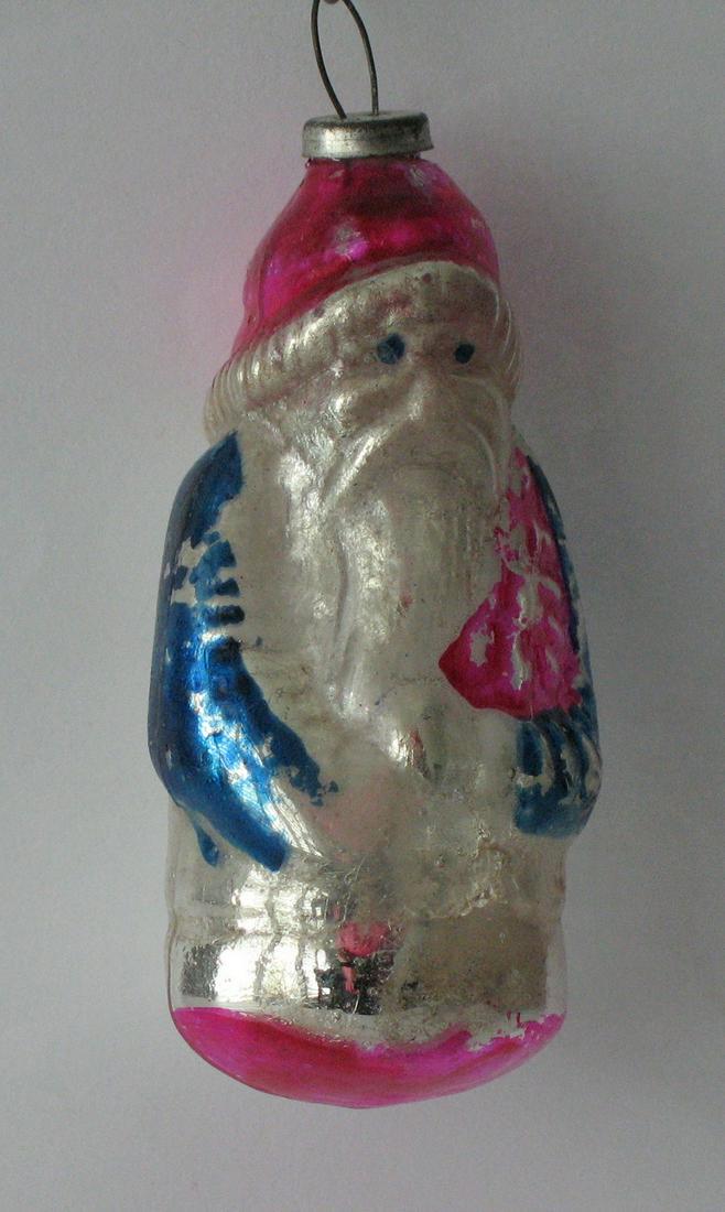 Vintage glass Santa feather tree ornament. (1 of 2)