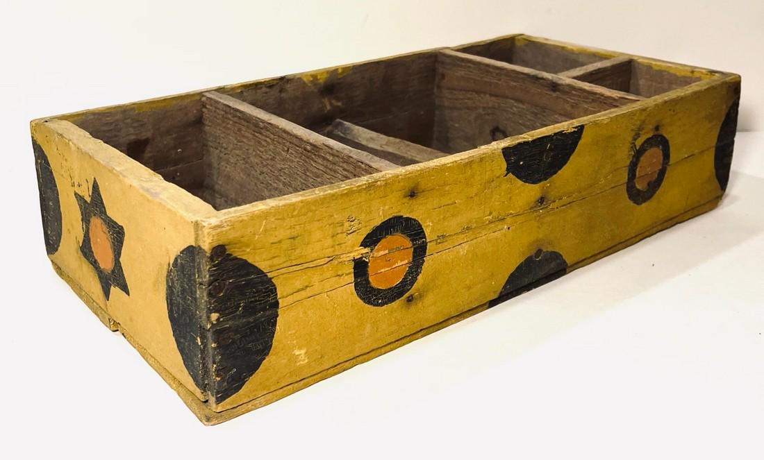 CA. 1930 QUIRKY, FOLK ART, PAINT DECORATED DIVIDER BOX (1 of 7)